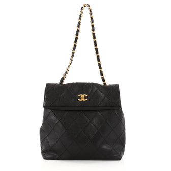 Chanel Vintage CC Top Flap Bag Quilted Caviar Medium 2889202