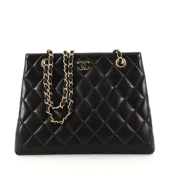 Chanel Vintage Chain Tote Quilted Lambskin Medium Black 2889504