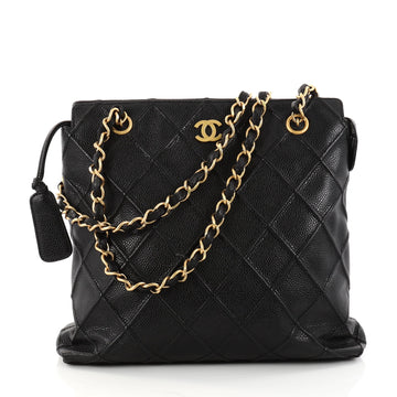 Chanel Vintage Zip Chain Shoulder Bag Quilted Caviar 2889601