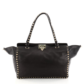  Valentino Rockstud Tote Soft Leather Medium Black 2889802