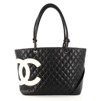 Chanel Cambon Tote Quilted Leather Large Black 2890401
