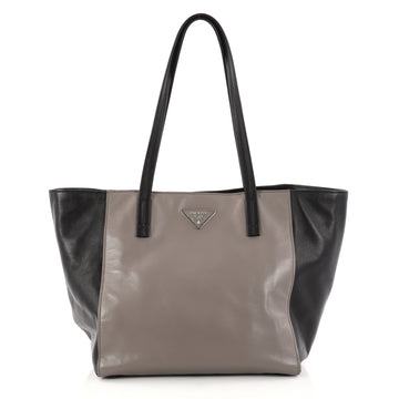 Prada Open Tote Soft Calfskin East West Gray 2891101