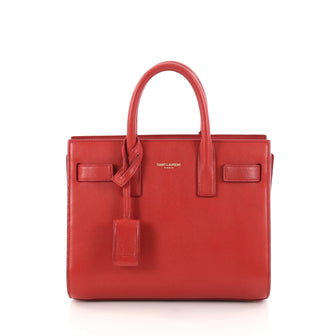 Saint Laurent Sac de Jour Handbag Leather Nano Red 2892301