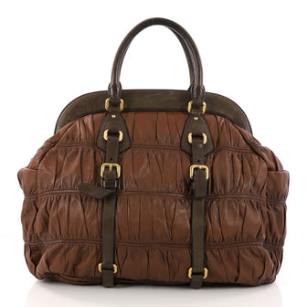 Prada Gaufre Frame Bag Nappa Leather Large Brown 2893601