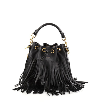 Celine Phantom Cabas Tote Leather Large Black 2893801Saint Laurent Fringe Emmanuelle Bucket Bag Leather Small Black 2893803