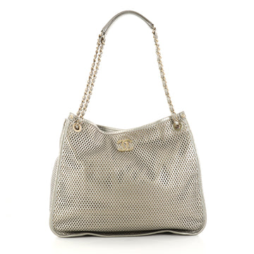Chanel Up In The Air Tote Perforated Leather Silver 2894504