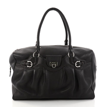 Salvatore Ferragamo Gancini Buckle Shoulder Bag Leather Large Black 2894505