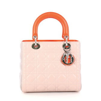 Christian Dior Tricolor Lady Dior Handbag Cannage Quilt Pink 2894801