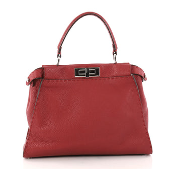  Fendi Selleria Peekaboo Handbag Leather Regular Red 2894802