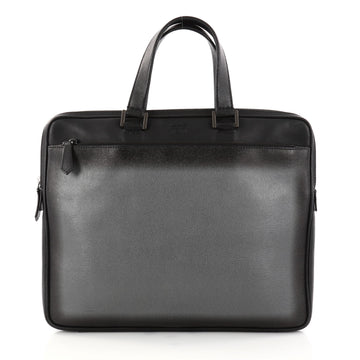 Fendi Front Zip Briefcase Leather Black 2895601