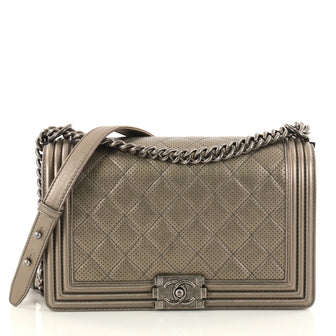 Chanel Boy Flap Bag Quilted Perforated Lambskin New 2895904