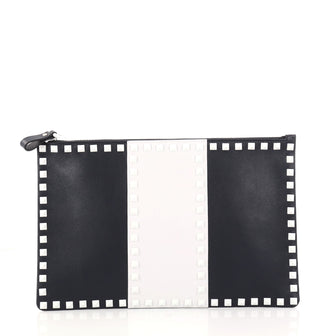 Valentino Rockstud Pouch Leather Large Blue 2896201