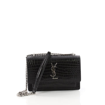 Saint Laurent Sunset Chain Wallet Crocodile Embossed 2898402