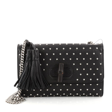 Gucci Miss Bamboo Shoulder Bag Studded Leather Medium Black 2899902