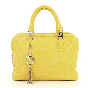 Versace Vanitas Zip Satchel Barocco Leather Large Yellow 2899903