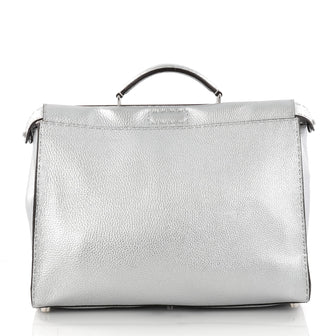 Fendi Selleria Peekaboo Handbag Leather Large Silver 2901101