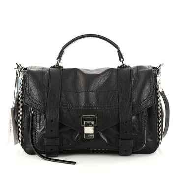 Proenza Schouler PS1+ Zip Satchel Leather Medium Black 2901401