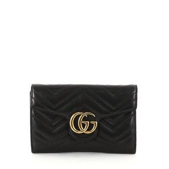 Gucci GG Marmont Chain Wallet Matelasse Leather Mini Black 2901501