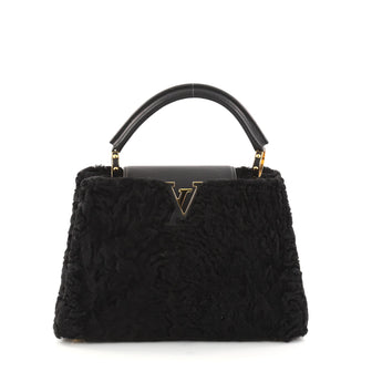 Louis Vuitton Capucines Handbag Astrakhan Fur BB Black 2901701