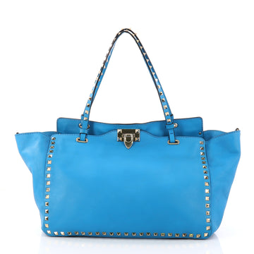 Valentino Rockstud Tote Soft Leather Medium Blue 2902601