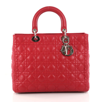 Buy Christian Dior Lady Dior Handbag Cannage Quilt Lambskin Red 2902605
