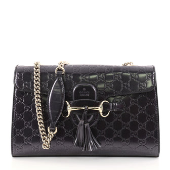 Gucci Emily Chain Flap Bag Guccissima Patent Medium Purple 2903502
