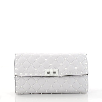 Valentino Rockstud Spike Wallet on Chain Quilted Leather White 2903701