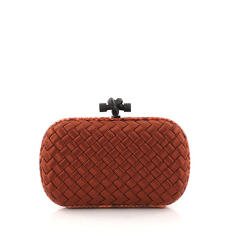 Bottega Veneta Box Knot Clutch Intrecciato Satin Small Orange 2905701