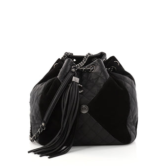 Chanel Patchwork Drawstring Bag Leather and Suede Medium 2907702