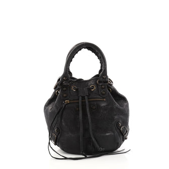 Balenciaga Pom Pon Classic Studs Handbag Leather Mini Black 2908003