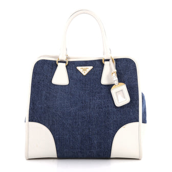Prada Convertible Open Tote Denim Medium Blue 2909501