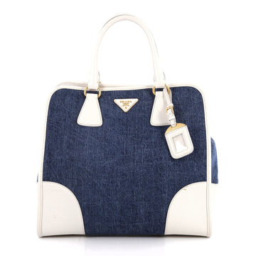 Prada Convertible Open Tote Denim Medium Blue 2909501