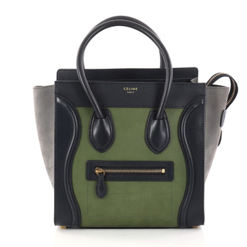 Celine Tricolor Luggage Handbag Suede Micro Blue 2909806