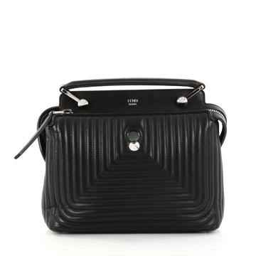 Fendi DotCom Click Top Handle Bag Quilted Leather Small Black 2913301