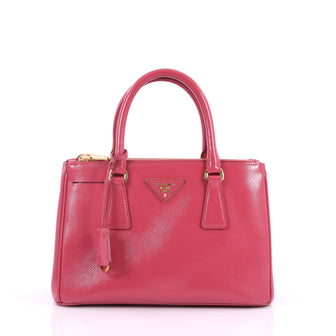 Prada Double Zip Lux Tote Vernice Saffiano Leather Mini Pink 2914502