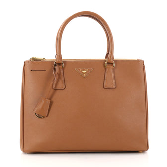 Prada Double Zip Lux Tote Saffiano Leather Medium Brown 2915501