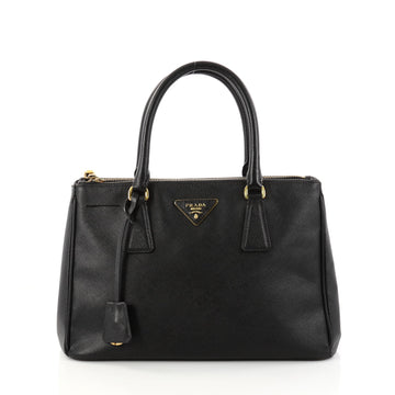 Prada Double Zip Lux Tote Saffiano Leather Small Black 2917302