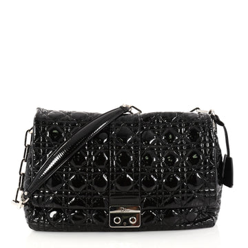 Christian Dior New Lock Flap Bag Cannage Quilt Patent Large Black 2923001