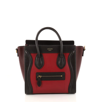 Celine Tricolor Luggage Handbag Leather Nano Red 2923016