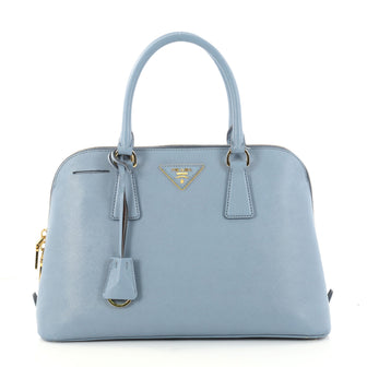 Prada Promenade Handbag Saffiano Leather Medium Blue 2923501