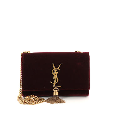 Saint Laurent Classic Monogram Tassel Crossbody Bag Velvet Small Purple 2923901