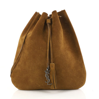Saint Laurent Jen Flat Handbag Suede Medium Brown 2925104