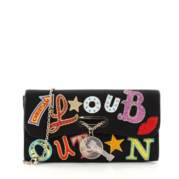 Christian Louboutin Riviera Clutch Canvas with Applique Black 2925510