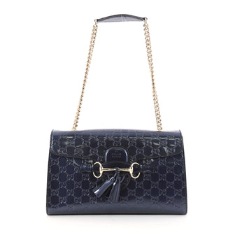 Gucci Emily Chain Flap Bag Guccissima Patent Medium Blue 2926301