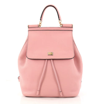 Dolce & Gabbana Miss Sicily Backpack Leather Mini Pink 2926801