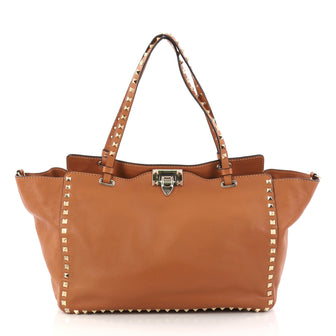 Valentino Rockstud Tote Soft Leather Medium Brown 2926803
