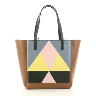 Valentino Mime Tote Colorblock Leather Medium Brown 2928901