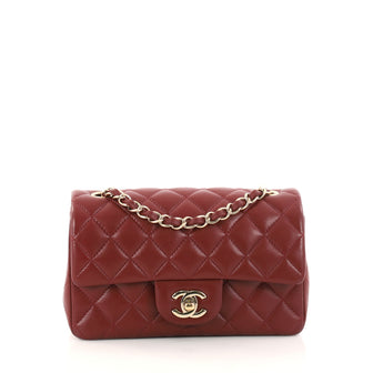 Chanel Classic Single Flap Bag Quilted Lambskin Mini Red 2929701