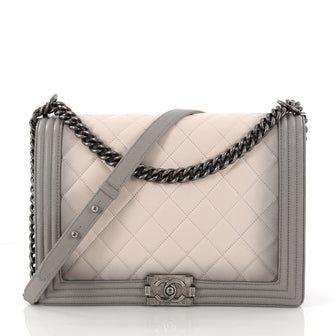 Chanel Boy Flap Bag Quilted Ombre Calfskin Large Gray 2930901