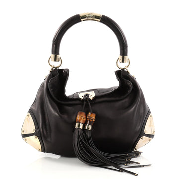  Gucci Indy Hobo Leather Medium Black 2930909